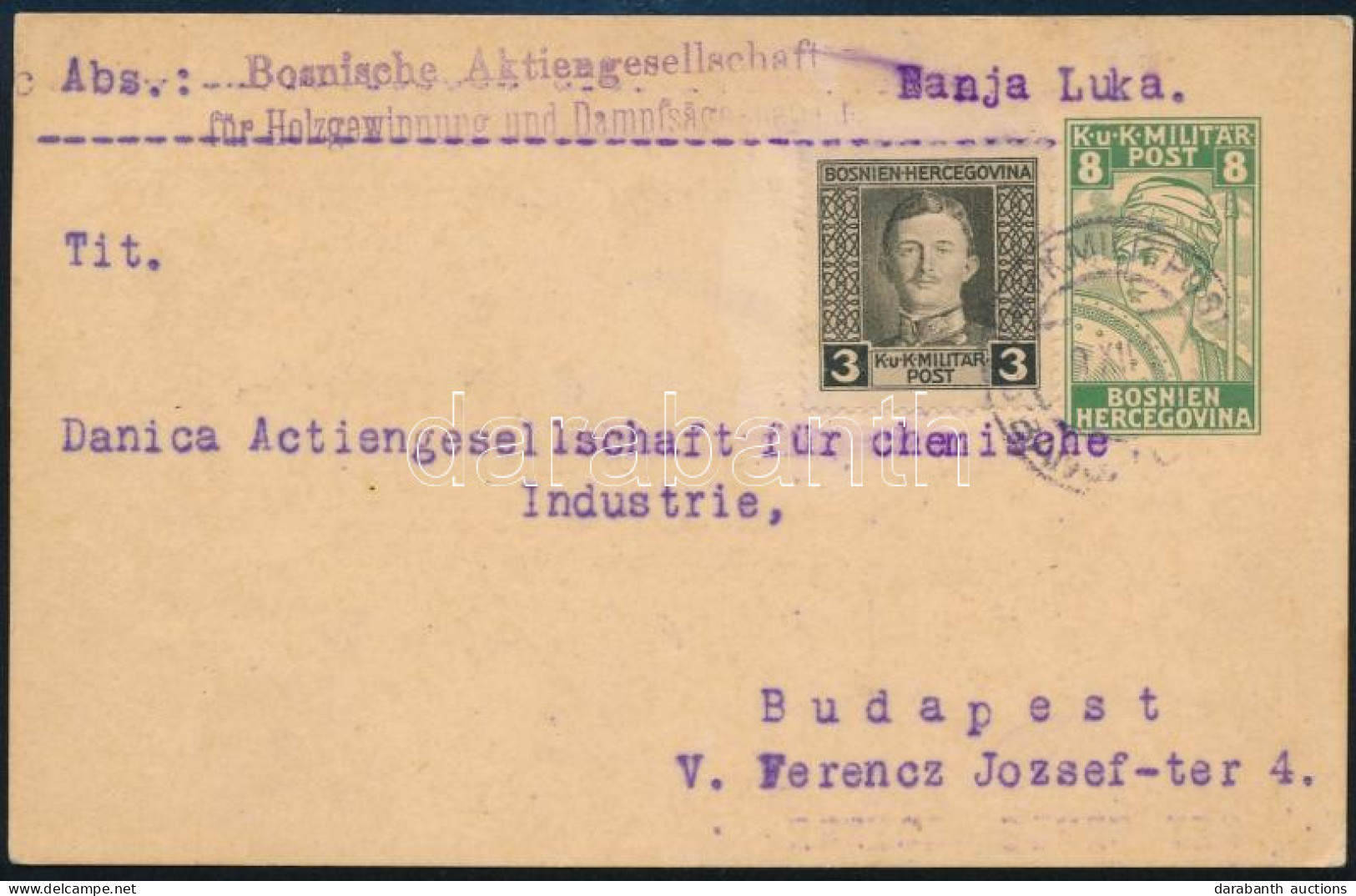 1918 8h Díjjegyes Levelezőlap 3h Kiegészítéssel Budapestre - Autres & Non Classés