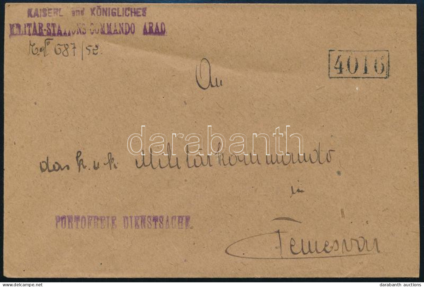 1914 Tábori Posta Levél Aradról Temesvárra / Field Post Cover - Autres & Non Classés