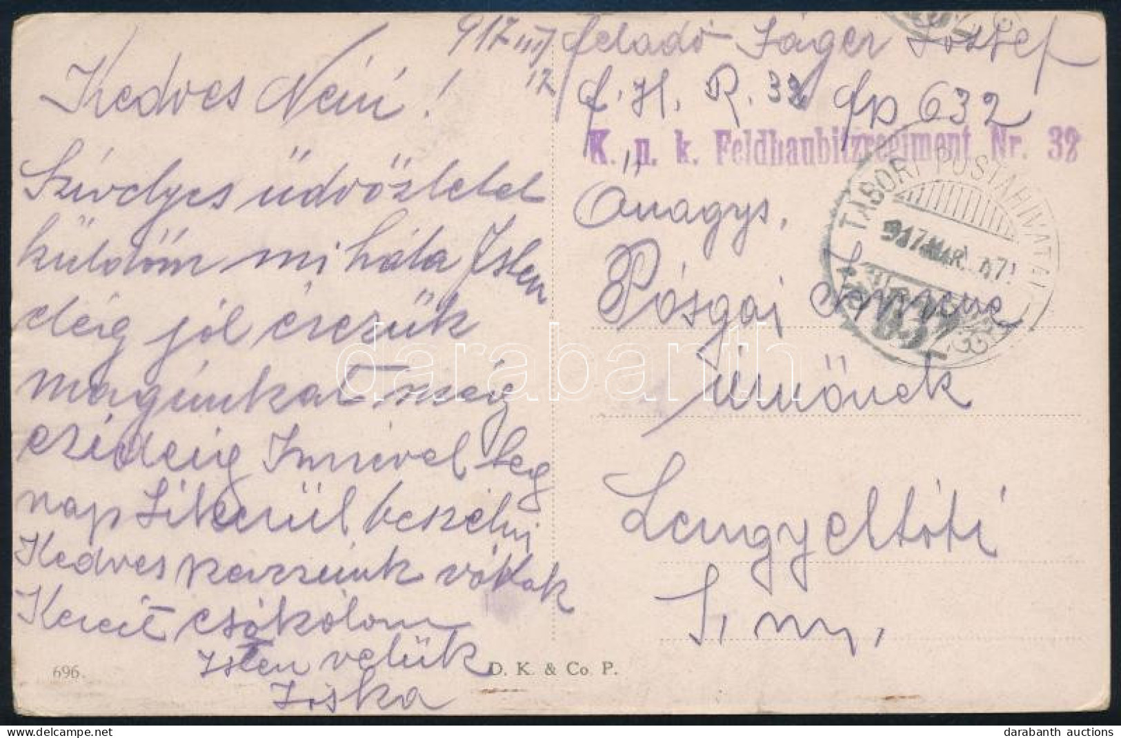 1917 Tábori Posta Képeslap / Field Postcard "K.u.k. Feldhaubitzregiment Nr. 32" + "TP 632" - Autres & Non Classés