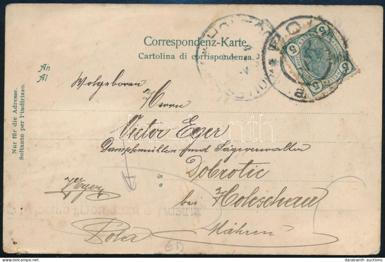 1905 Tábori Posta Képeslap "S.M. Schiff Don Juan D'Austria" - Sonstige & Ohne Zuordnung