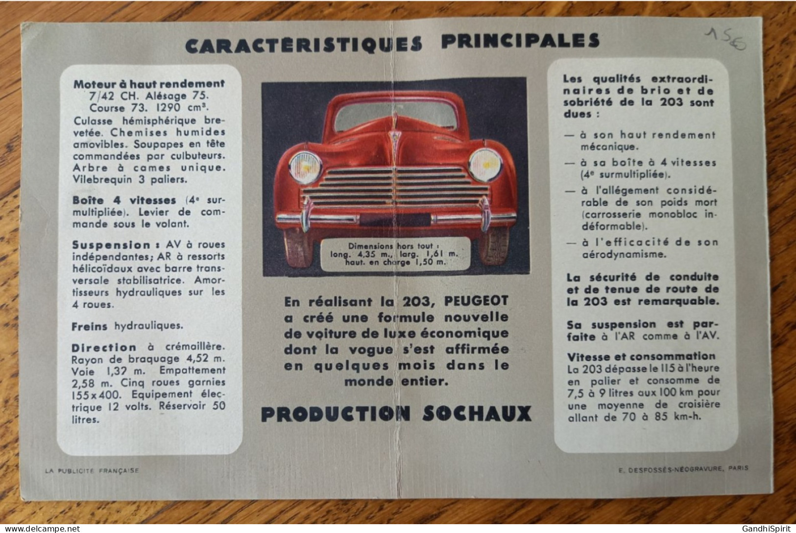 Automobile Peugeot 203 Voitures Berline Découvrable & Toit Ouvrant - Publicité - Automobile