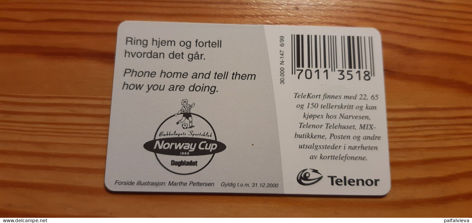 Phonecard Norway N-147 6/99 - Norway Cup, Football - Norvège