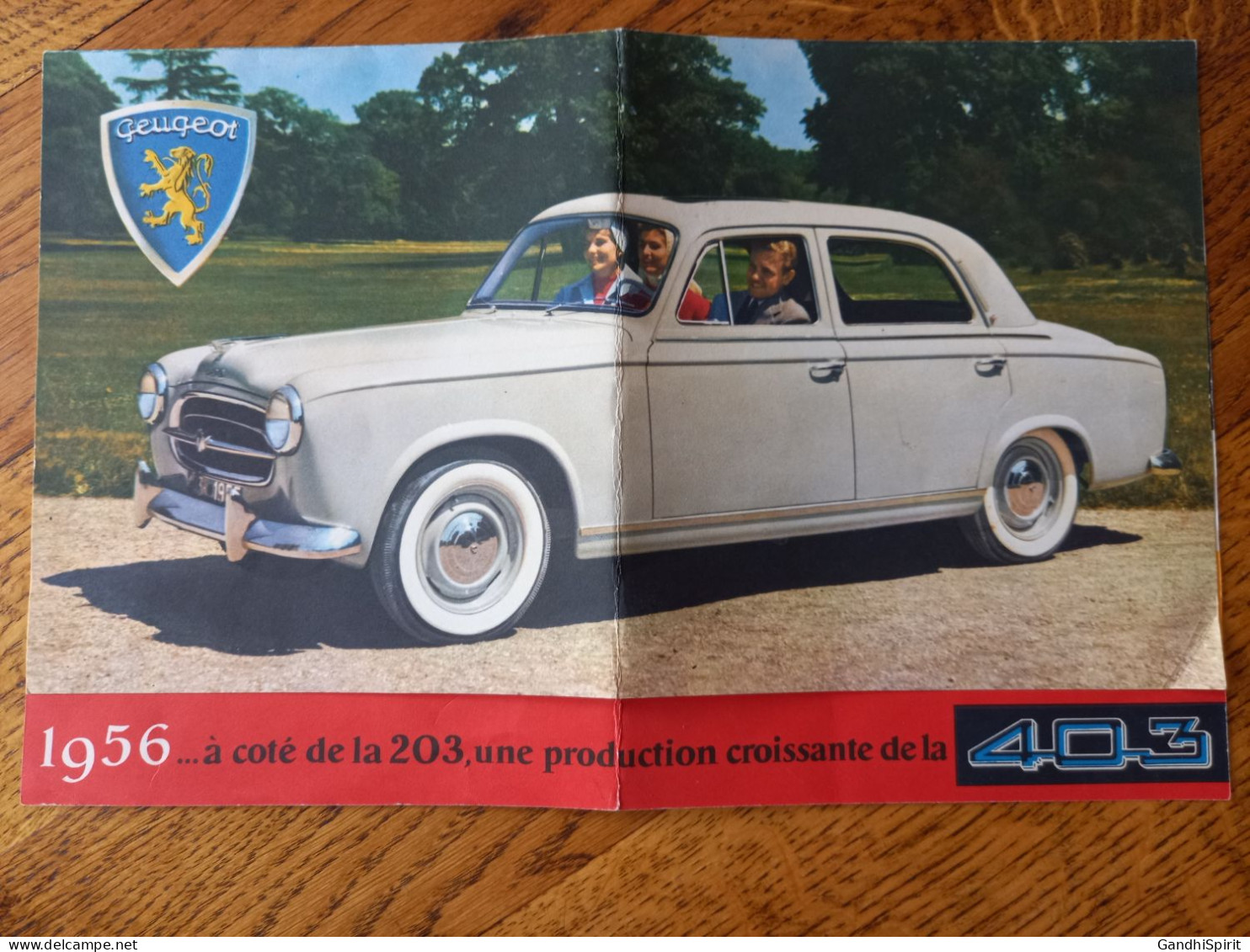 1956 Automobile Peugeot 403, Berline Luxe, Voiture, Plaquette Publicitaire - Automobile
