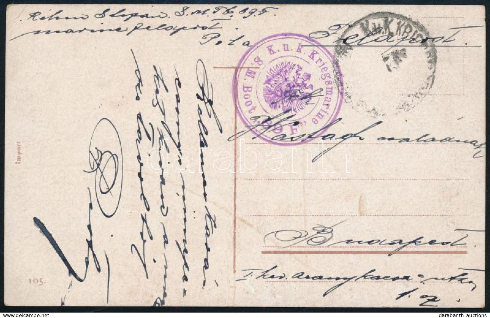 ~1917 Tábori Posta Képeslap "K.U.K. KRIEGSMARINE / S.M.S. BOOT 69 F" Bélyegzéssel - Sonstige & Ohne Zuordnung