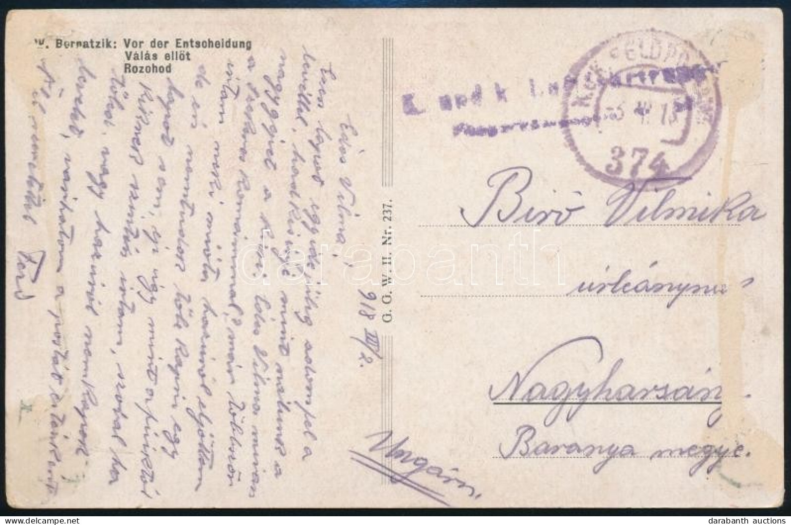 1918 Képeslap / Postcard "K.u.k. Luftfahrtruppen Fliegerkompagnie Nr. 50" + "FP 374" - Other & Unclassified