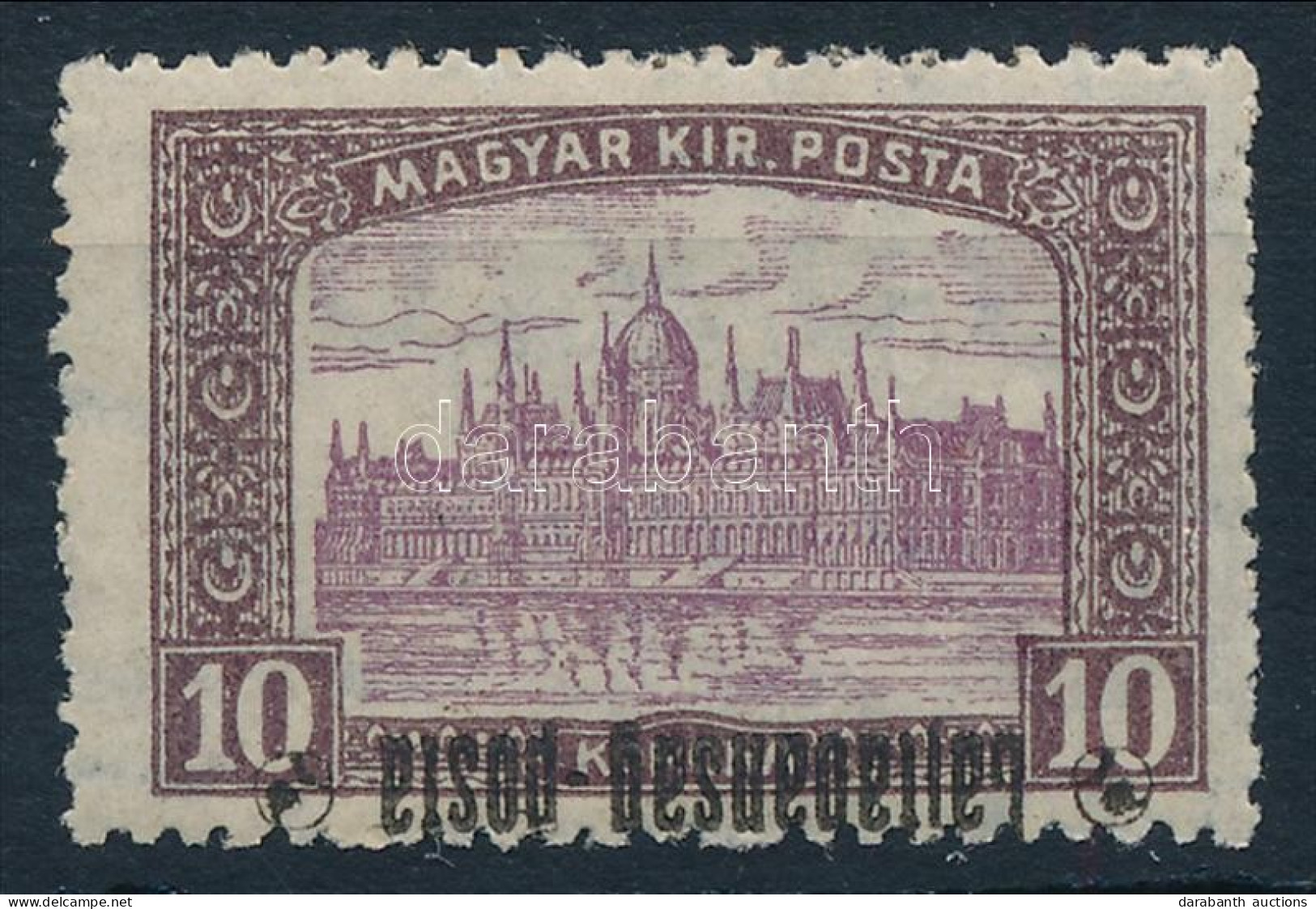 ** Nyugat-Magyarország III. 1921 Parlament 10K Fordított Felülnyomással, Bodor Vizsgálójellel - Other & Unclassified