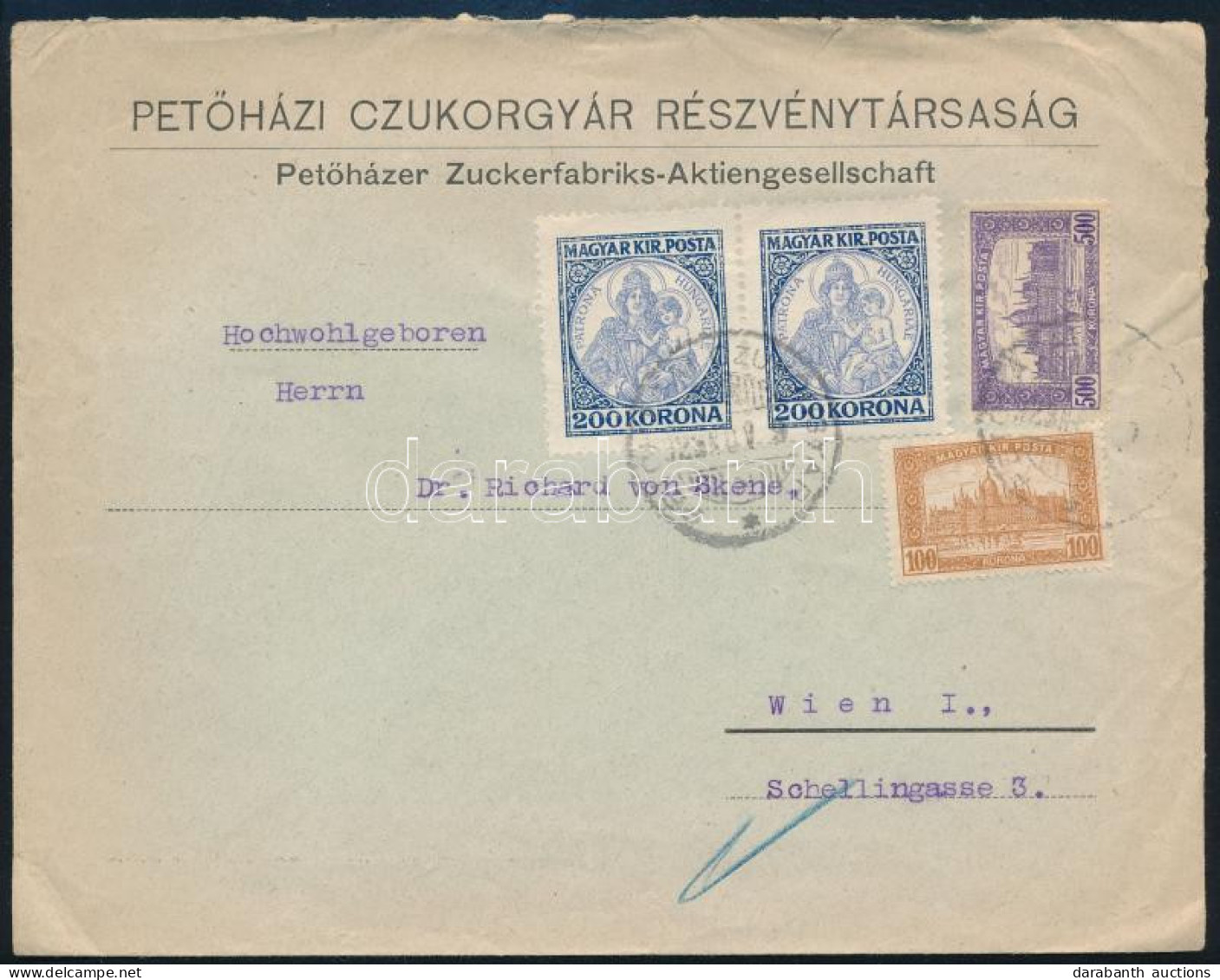 1923 Levél Bécsbe 1000K Bérmentesítéssel - Altri & Non Classificati