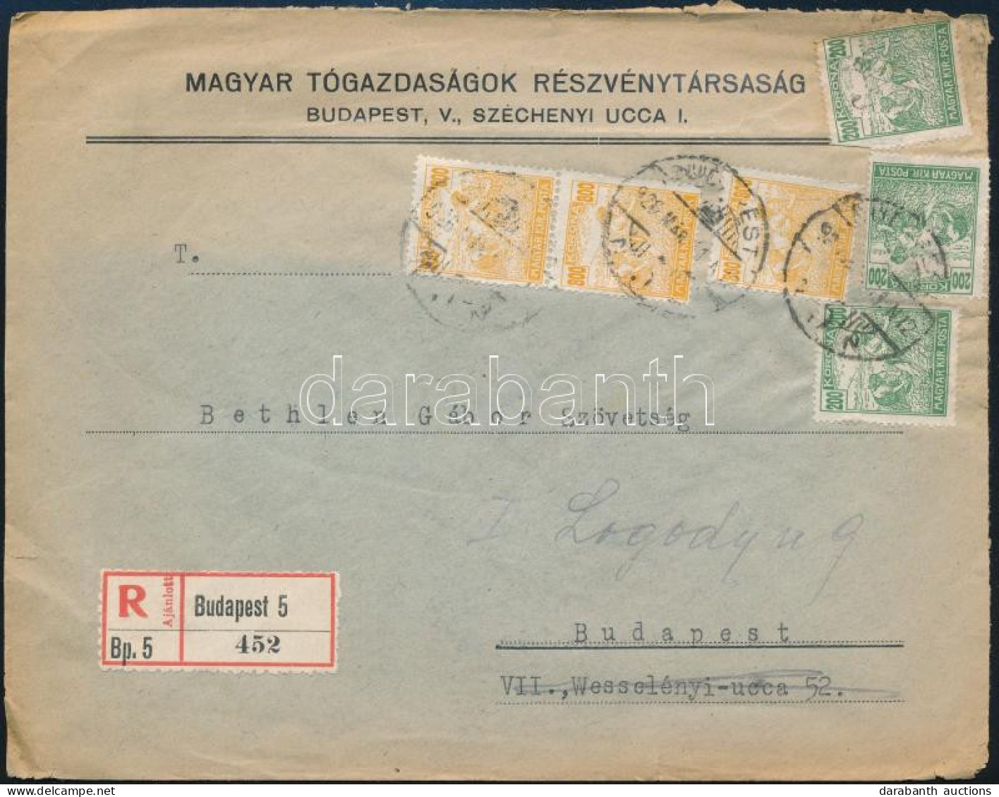 1926 Ajánlott Budapest Helyi Levél 3000K Bérmentesítéssel - Otros & Sin Clasificación