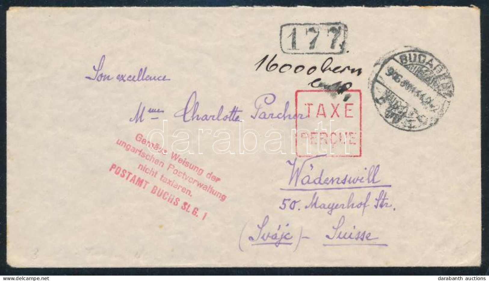 1946 (19. Díjszabás) Levél Készpénzes Bérmentesítéssel Svájcba - Other & Unclassified