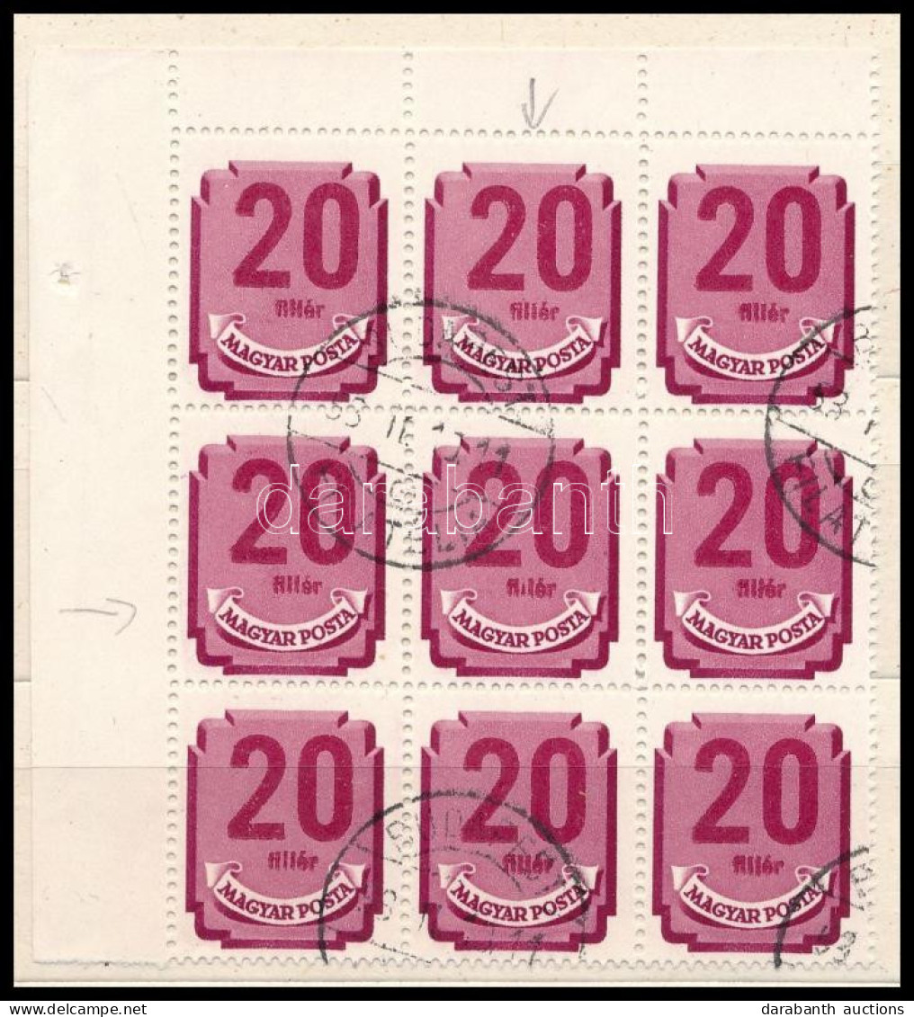 O 1950 Forint-fillér Portó (II.) 20f ívsarki 9-es Tömb, Benne "flilér" Tévnyomat - Other & Unclassified