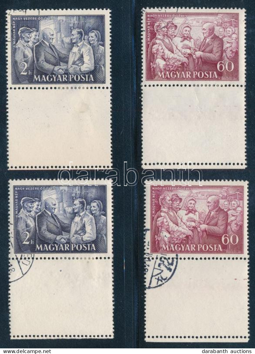 O 1952 2-2 Db Rákosi 60f és 2Ft Alul üres Mezőkkel - Other & Unclassified