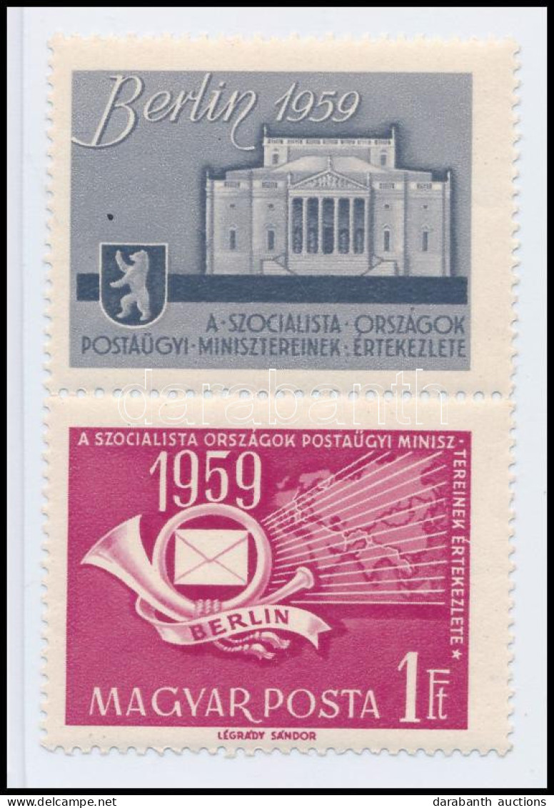 ** 1959 Szocialista Országok Postaügyi Minisztereinek értekezlete (II.) Bélyeg Felső Szelvénnyel "kettőspont" Lemezhibáv - Other & Unclassified