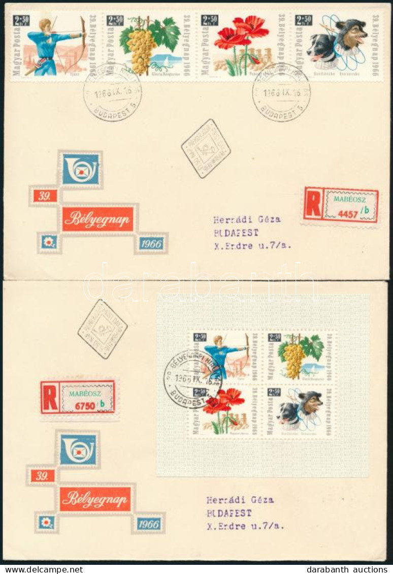 1966 Bélyegnap (39.) Sor és Blokk 2 Db Ajánlott FDC-n - Otros & Sin Clasificación