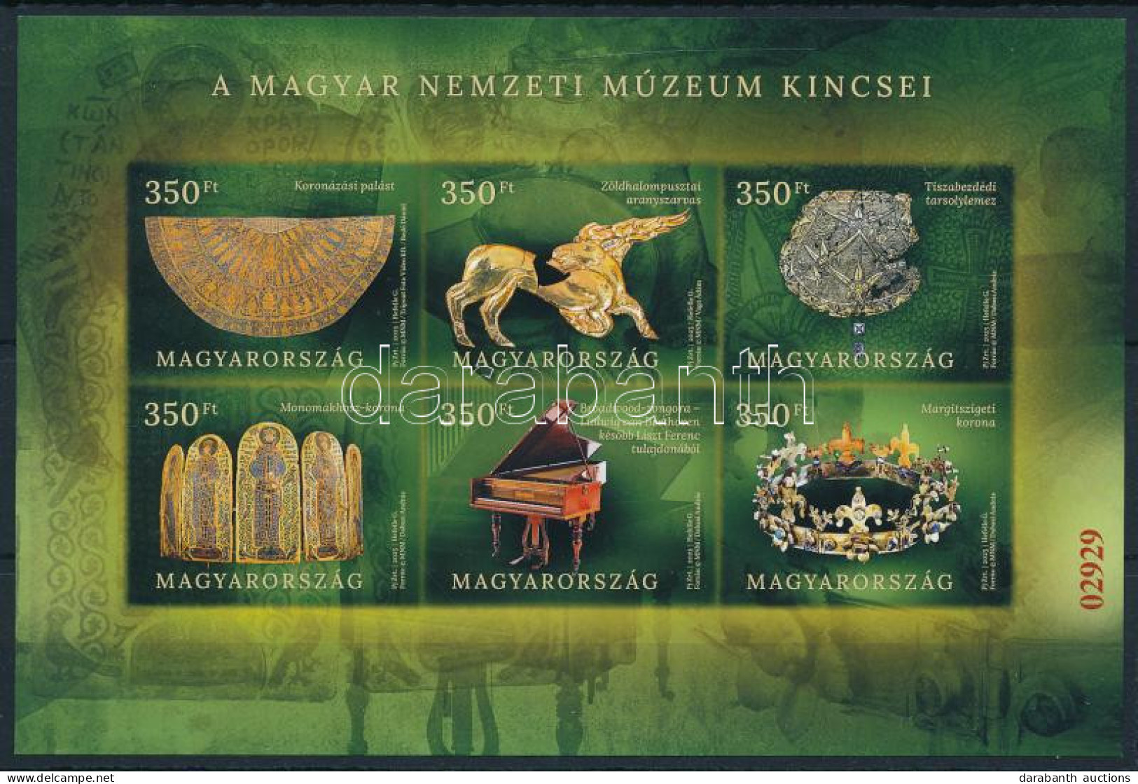 ** 2023 A Magyar Nemzeti Múzeum Kincsei Vágott Blokk Piros 02929 Sorszámmal - Autres & Non Classés