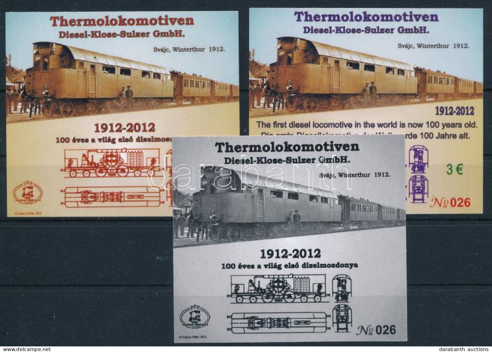 ** 2012 Thermolokomotiven Emlékív Garnitúra Azonos Sorszámmal - Other & Unclassified