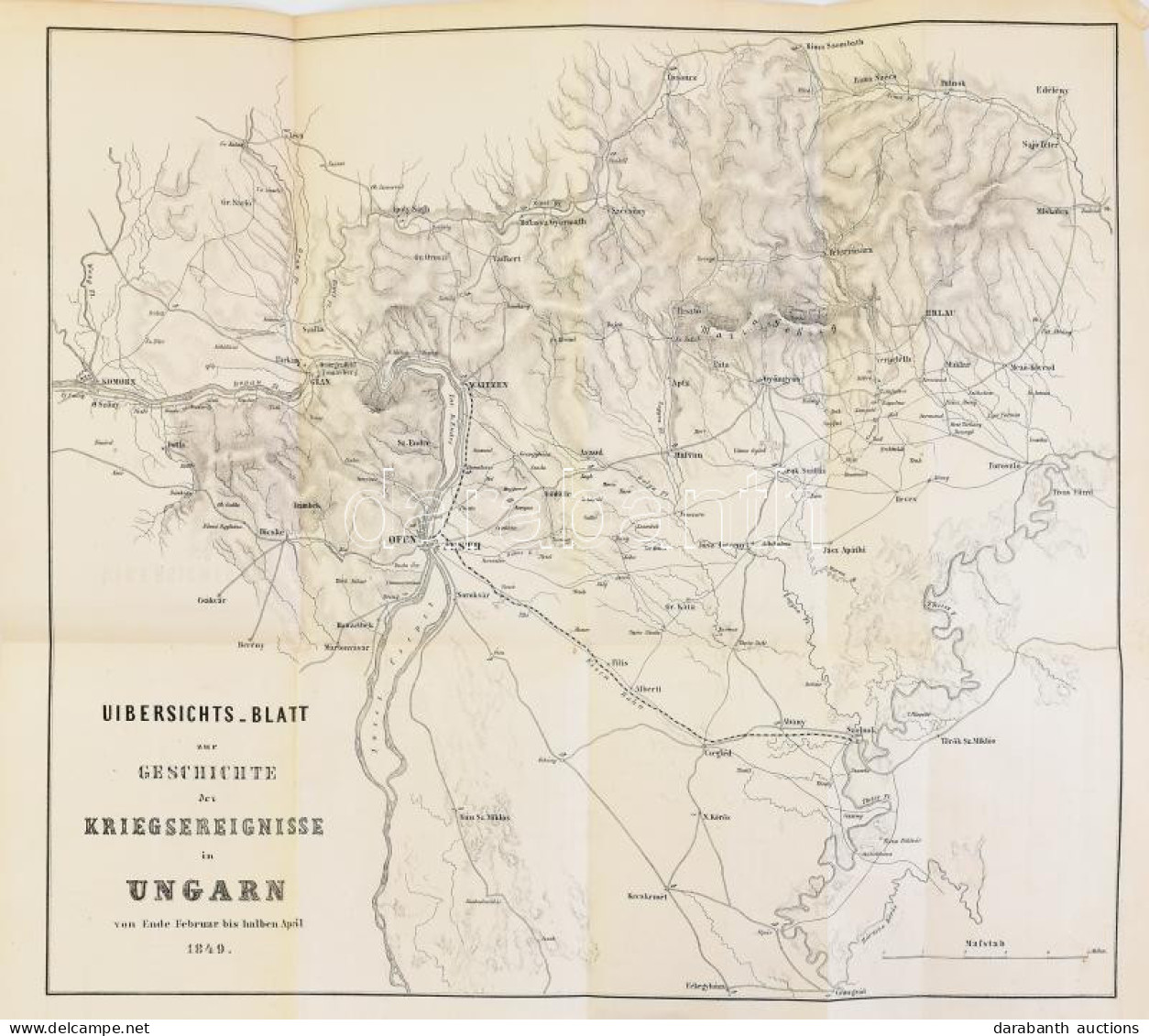 1849 Übersichtsblatt Zur Geschichte Der Kriegsereignisse In Ungarn, Térkép, 35×40 Cm - Other & Unclassified