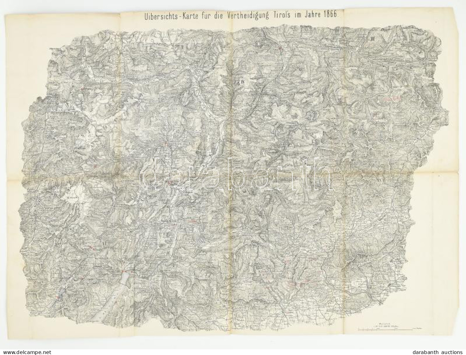 1866 Tirol Védelmi Térképe Az Osztrák-porosz Háborúból. Litográfia / Military Map Of Tirol From The Austro-Prussian War. - Sonstige & Ohne Zuordnung