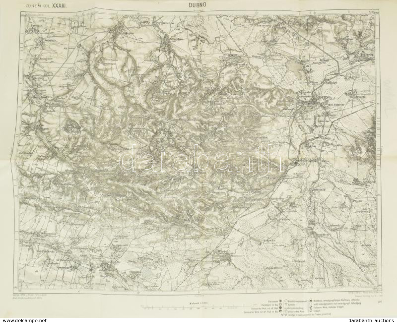Cca 1913 Dubno (Ukrajna) és Környéke, Katonai Térkép, 1 : 75.000, 54x43 Cm - Sonstige & Ohne Zuordnung