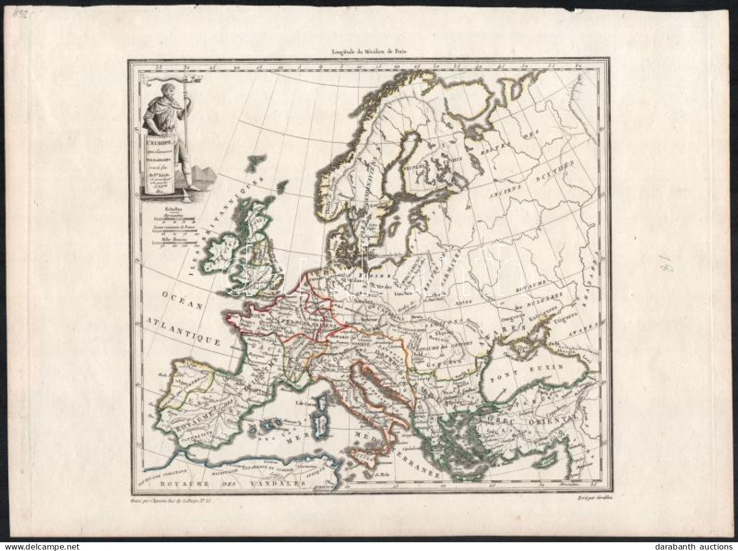 1811 L'Europe Aprés L'invasion Des Barbares [...], Színezett Réznyomat, 27×36 Cm - Other & Unclassified