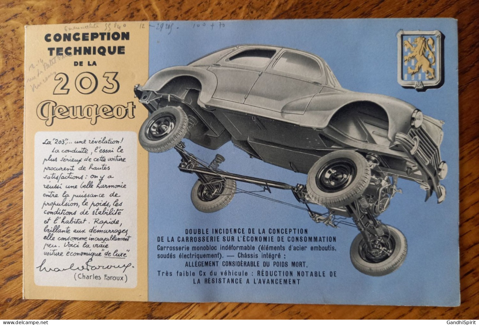 Conception Technique - Automobile Peugeot 203 - Voiture - Automobile