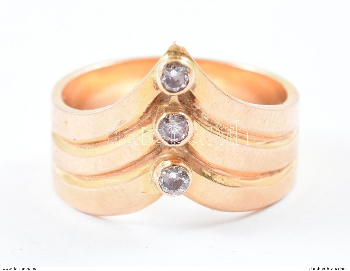Arany (Au/14k) Köves Gyűrű, Jelzett, M: 55 Bruttó: 5,6gm - Autres & Non Classés