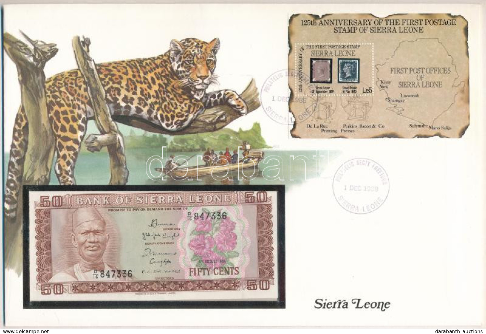 Sierra Leone 1984. 50c Felbélyegzett Borítékban, Bélyegzéssel T:UNC Sierra Leone 1984. 50 Cents In Envelope With Stamp A - Sin Clasificación