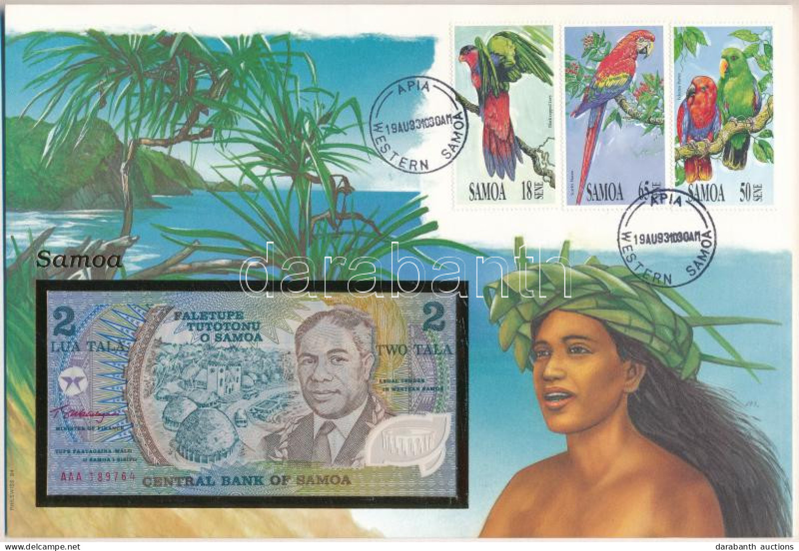 Szamoa 1990. 2T Felbélyegzett Borítékban, Bélyegzéssel T:UNC  Samoa 1990. 2 Tala In Envelope With Stamp And Cancellation - Ohne Zuordnung