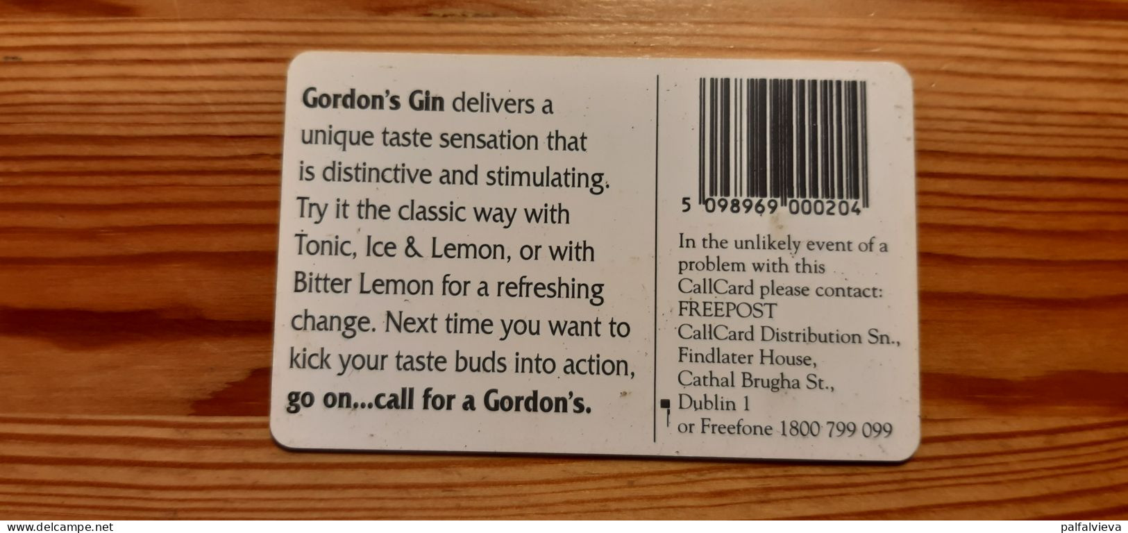 Phonecard Ireland - Alcohol, Gordon's Gin - Irlanda