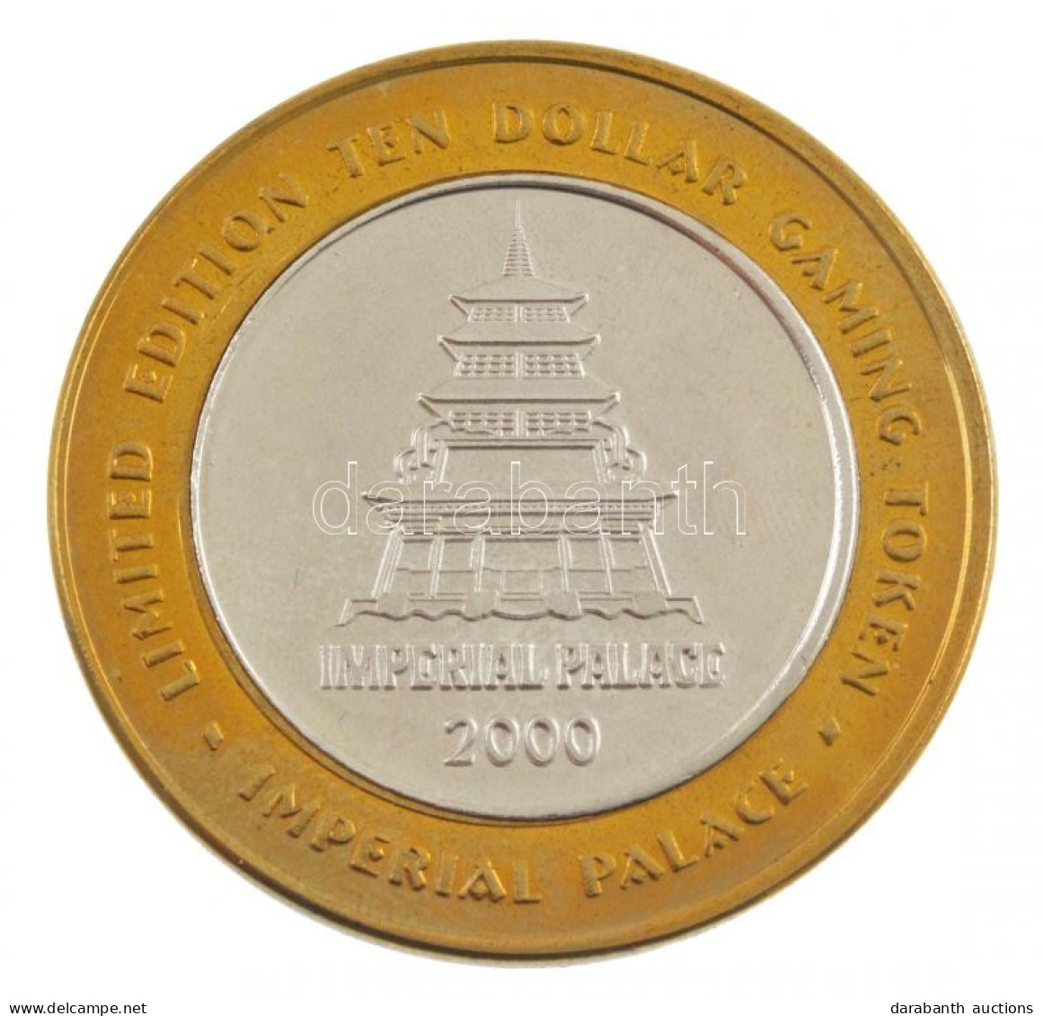 Amerikai Egyesült Államok / Las Vegas 2000. 10$ "Imperial Palace" Ag Kaszinózseton Sárgaréz Gyűrűben (br.37,13g/0.999/43 - Non Classés