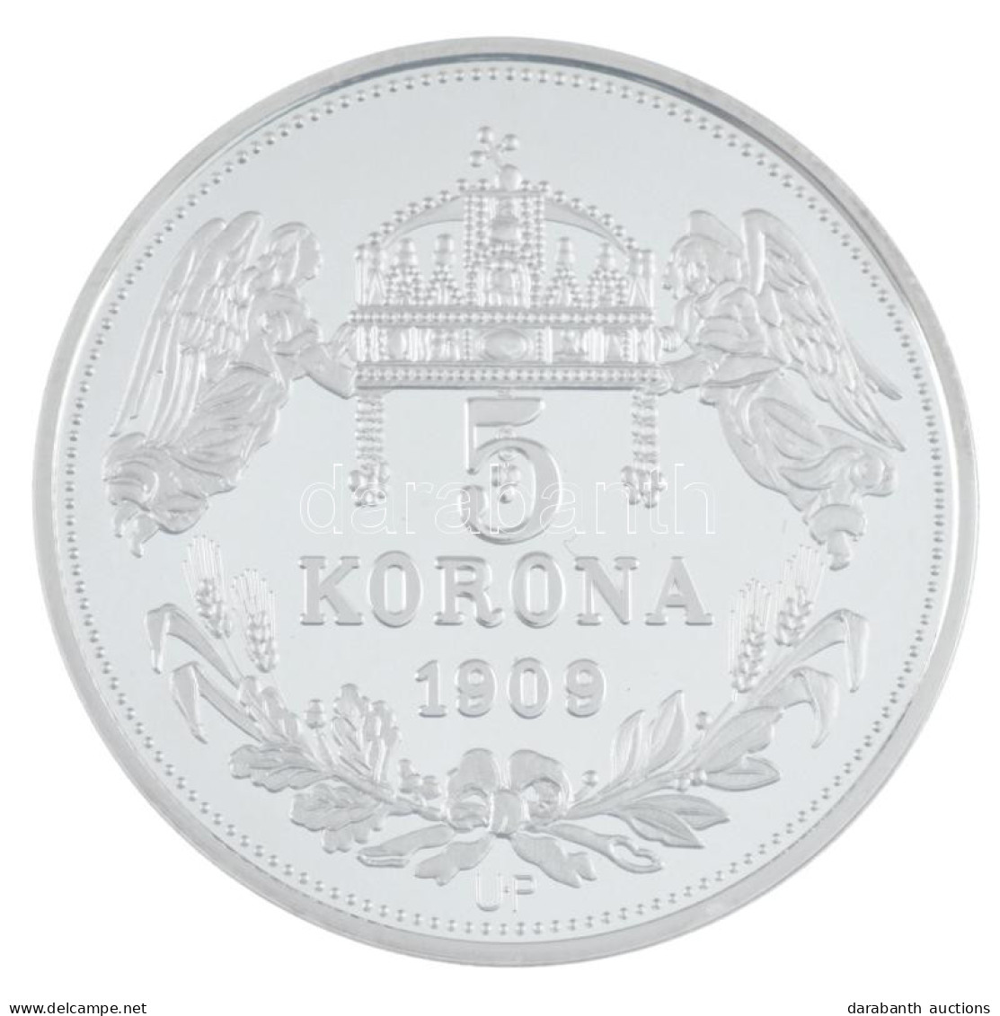 DN "Királyi Koronák - II. Lipót 1909. 5K" Ag Emlékérem Tanúsítvánnyal (20g/0.999/38,61mm) T:PP Folt - Unclassified