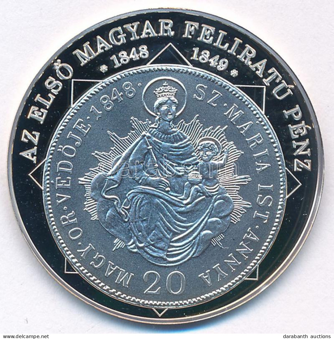 DN "A Magyar Nemzet Pénzérméi - Az Első Magyar Feliratú Pénz 1848-1849" Ag Emlékérem Tanúsítvánnyal (10,37g/0.999/35mm)  - Sin Clasificación