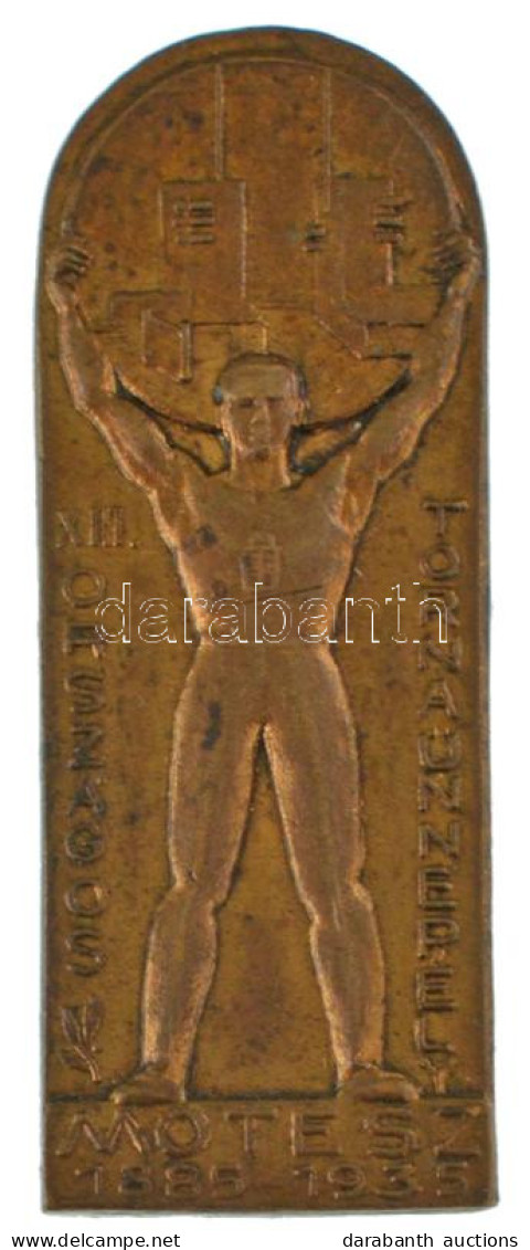 1935. "MOTESZ (Magyarországi Testedző Egyesületek Szövetsége) 1885-1935 - XIII. Országos Tornaünnepély" Bronz Jelvény "B - Ohne Zuordnung