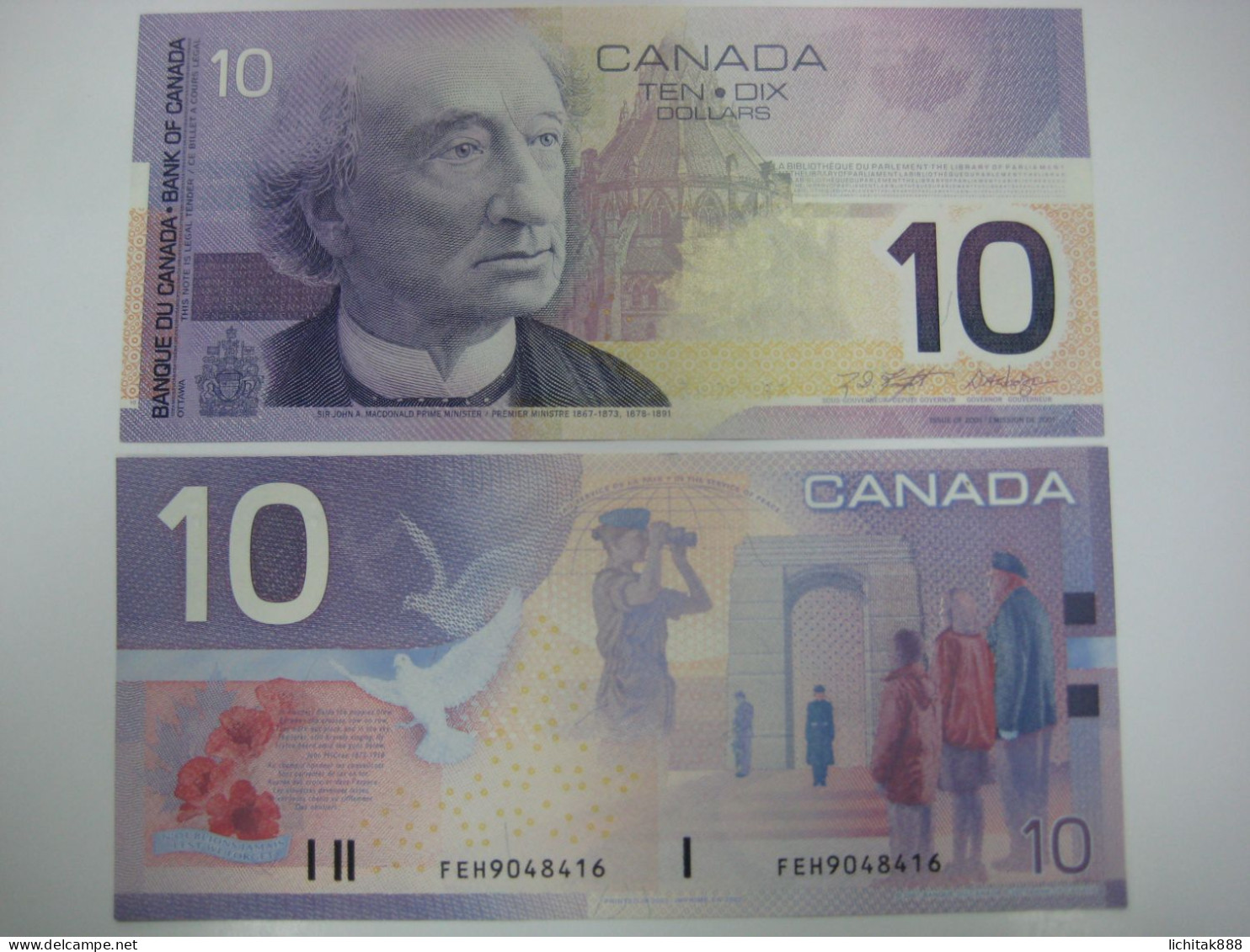 2001 2002 Canadian  $10 Banknote Ten Dollar CAD Bank Of Canada UNC Number Random - Canada