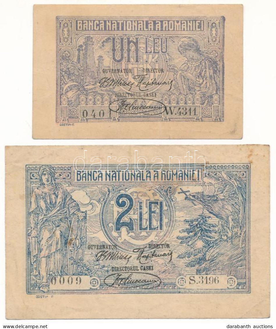 Románia 1920. 1L + 2L T:F  Romania 1920. 1 Leu + 2 Lei C:F  Krause P#26, P#27 - Unclassified