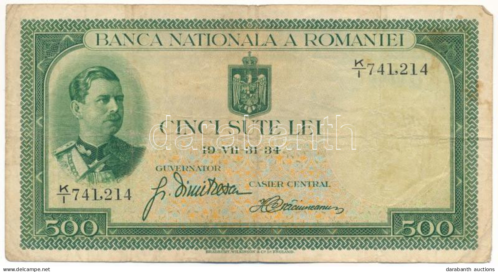 Románia 1934. 500L T:F Romania 1934. 500 Lei C:F  Krause 36.a - Unclassified