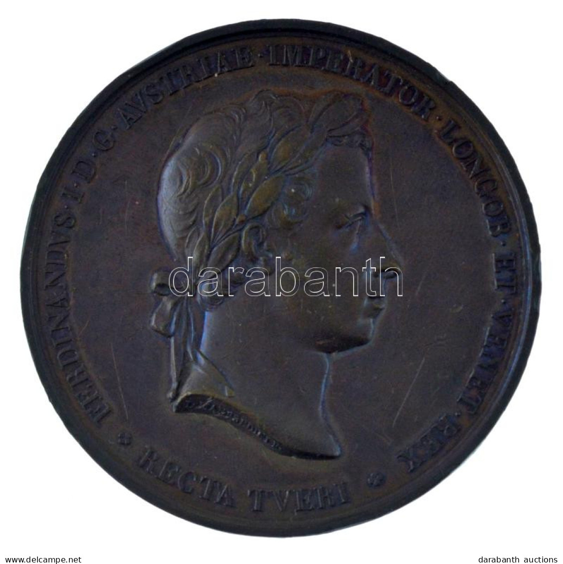 Ausztria 1838. "V. Ferdinánd Megkoronázása" Bronz Koronázási Emlékérem. Szign.: L. Manfredini F. (52mm) T:XF Ph, Karc Au - Ohne Zuordnung