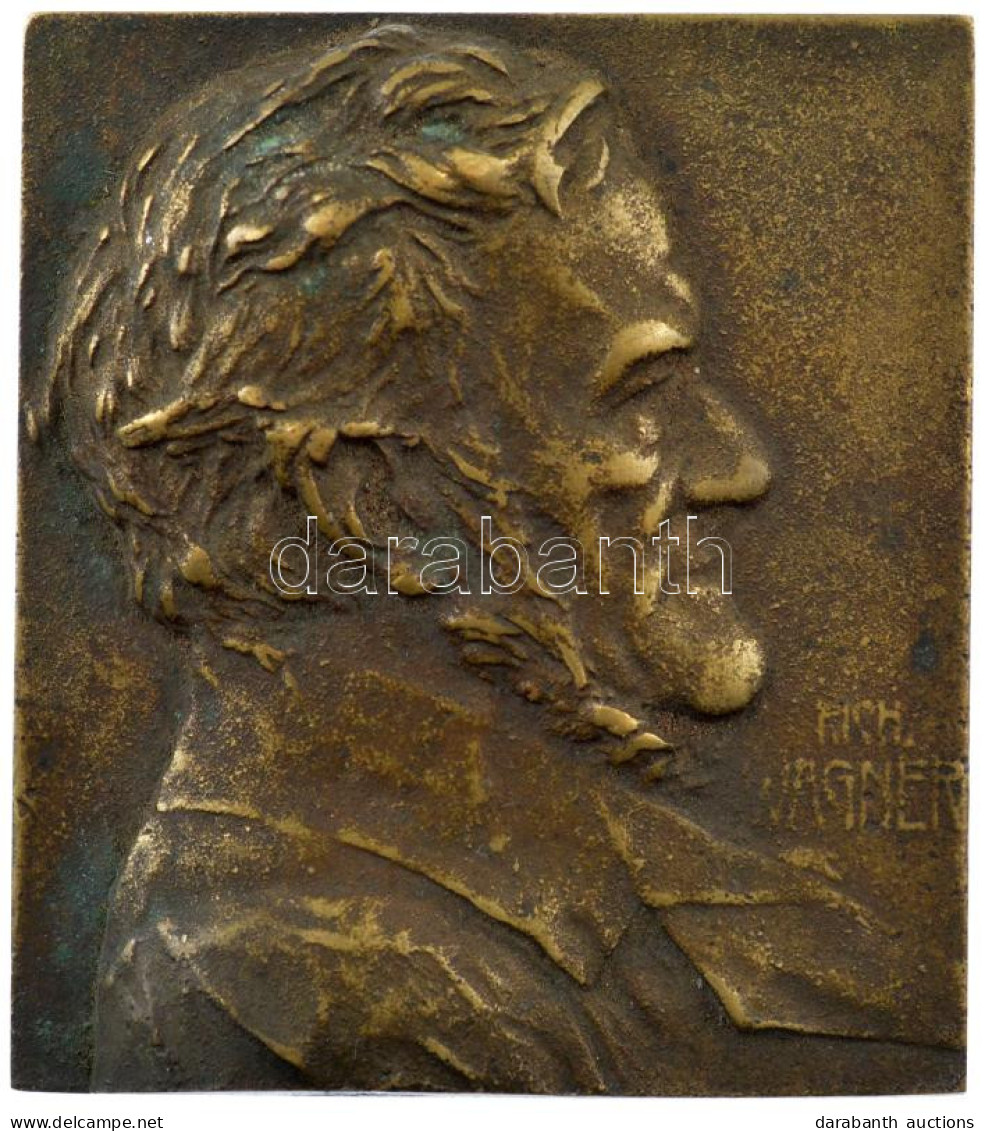 Ausztria ~1910. "Richard Wagner" Egyoldalas Bronz Plakett, Szign.:Franz Stiasny (63x55mm) T:1- Austria ~1910. "Richard W - Unclassified