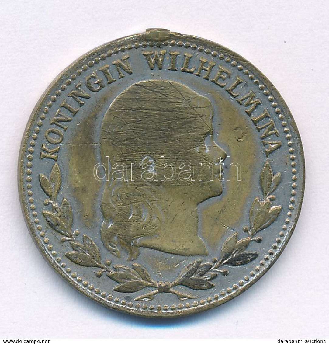 Hollandia ~1890. "Koningin Wilhelmina / Koningin Regentes Emma" Kétoldalas Ezüstözött Bronz Emlékérem Fül Nélkül T:3  Ne - Non Classificati