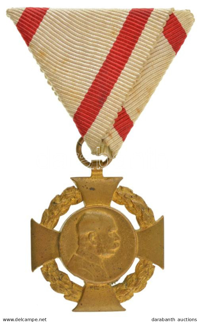 1908. "Katonai Jubileumi Kereszt" Aranyozott Bronz Kitüntetés Mellszalagon T:XF Hungary 1908. "Diamond Jubilee Cross For - Ohne Zuordnung