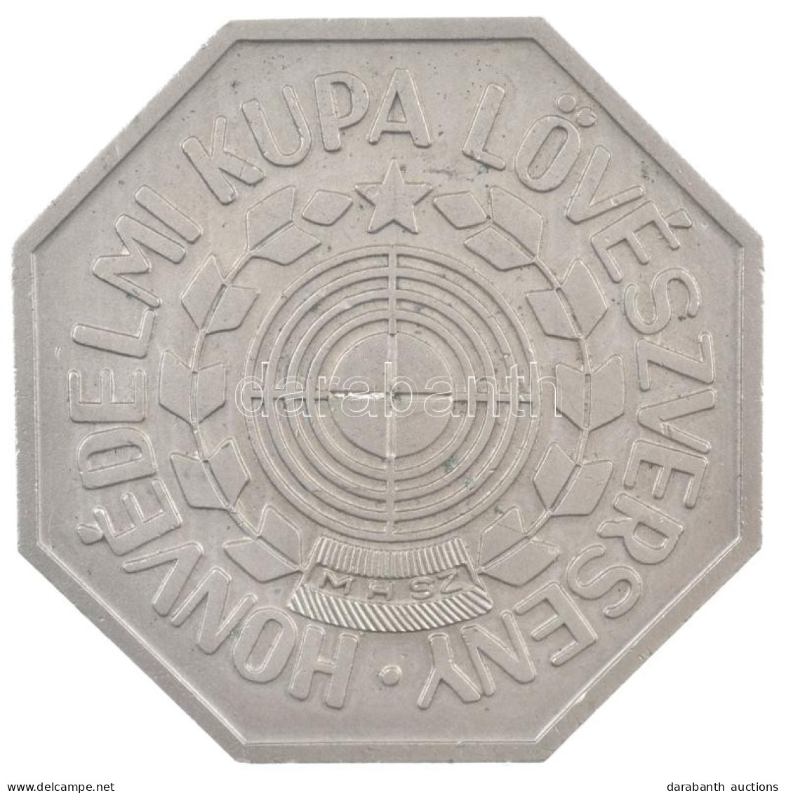 ~1970-1980. "MHSZ - Honvédelmi Kupa Lövészverseny" Ezüstözött Bronz Emlékérem (61x61mm) T:AU,XF - Sin Clasificación