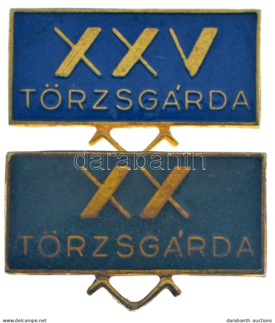 1960-1980. "Törzsgárda XX" + "Törzsgárda XXV" Bronz Kitűzők (17x27mm) T:XF - Unclassified