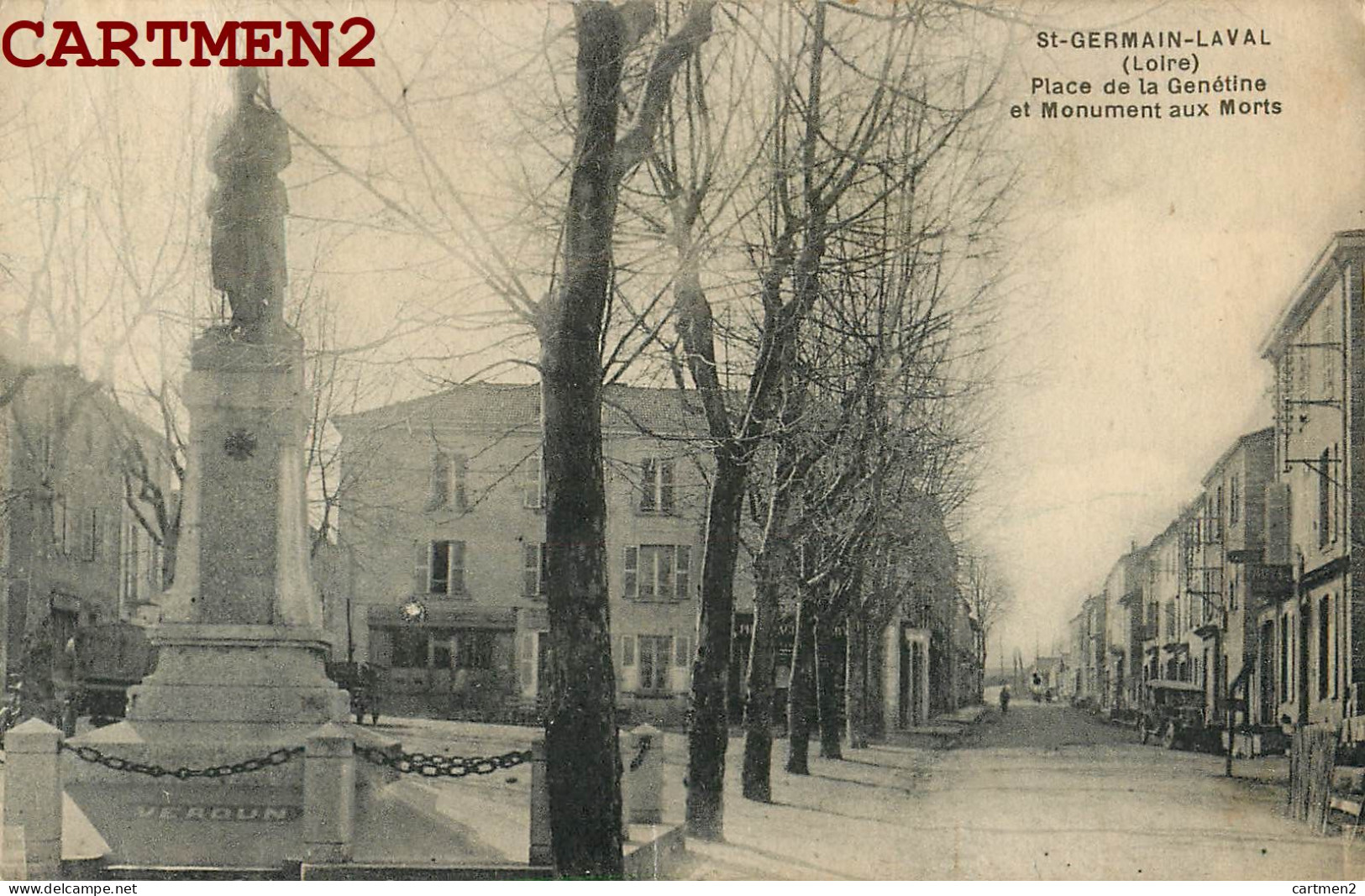 SAINT-GERMAIN-LAVAL PLACE DE LA GENETINE ET MONUMENT AUX MORTS 42 LOIRE  - Saint Germain Laval