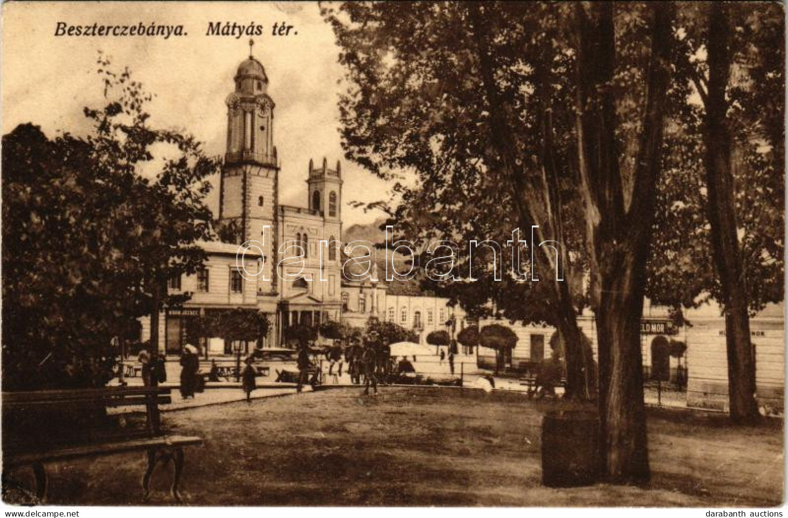T3 1915 Besztercebánya, Banská Bystrica; Mátyás Tér, Piac, Kohn József üzlete. Havelka József Kiadása / Square, Market,  - Ohne Zuordnung