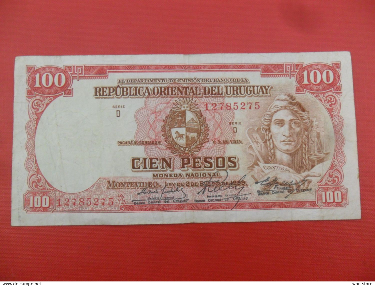 9353 - Uruguay 100 Pesos 1967 - P-43a.1 - Uruguay