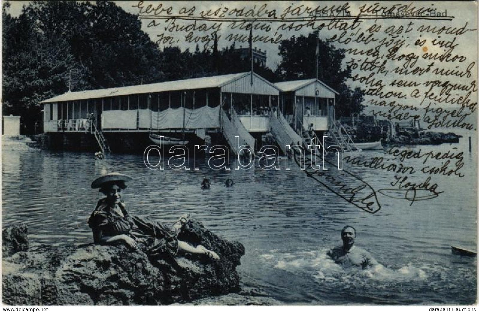 T2/T3 1909 Abbazia, Opatija; Tomasevac-Bad / Strand, Fürdőzők / Beach, Bathers (EK) - Unclassified