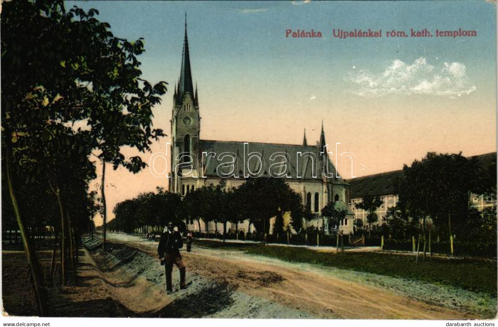 T2/T3 1914 Palánka, Bácspalánka, Backa Palanka; Újpalánkai Római Katolikus Templom. Gruda Pál Kiadása / Catholic Church - Non Classés