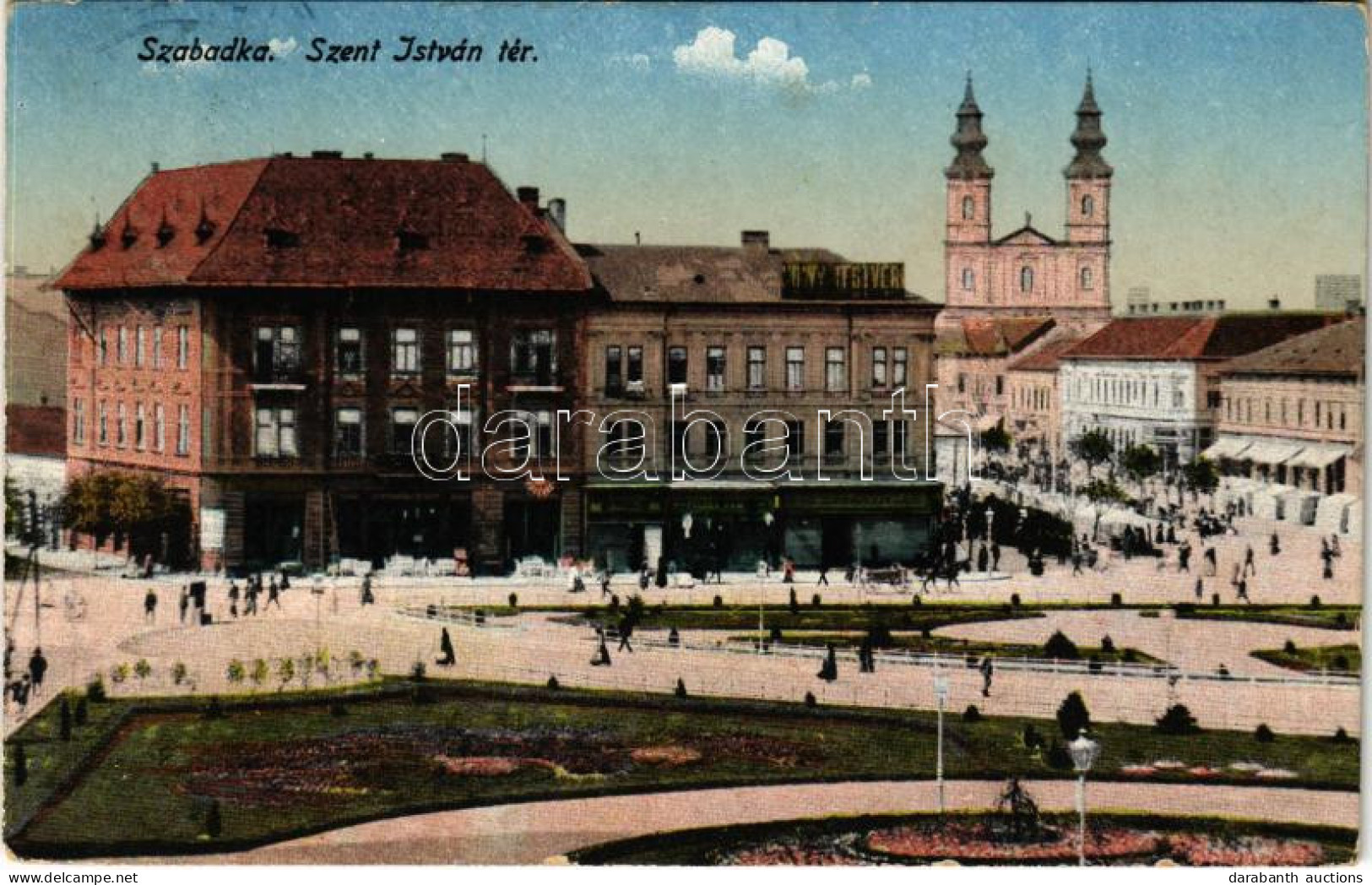 T2/T3 1917 Szabadka, Subotica; Szent István Tér, üzletek. Lipsitz Kiadása / Square, Shops (EK) - Unclassified
