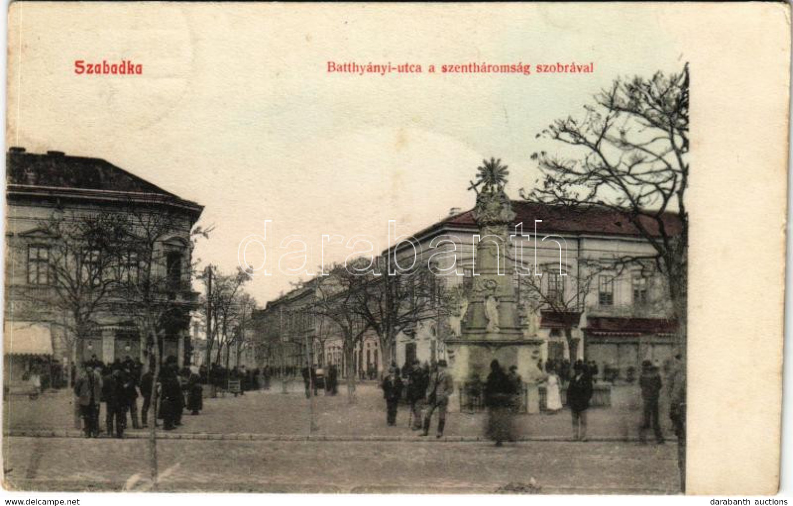 * T2/T3 1908 Szabadka, Subotica; Batthyány Utca, Szentháromság Szobor, üzletek. Lipsitz Kiadása / Street View, Holy Trin - Non Classificati