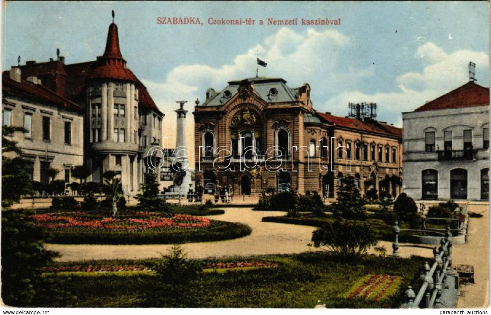 T2/T3 1915 Szabadka, Subotica; Csokonai Tér, Nemzeti Kaszinó, Honvéd Emlékmű. Vig Zsigmond Sándor Kiadása / Square, Casi - Ohne Zuordnung