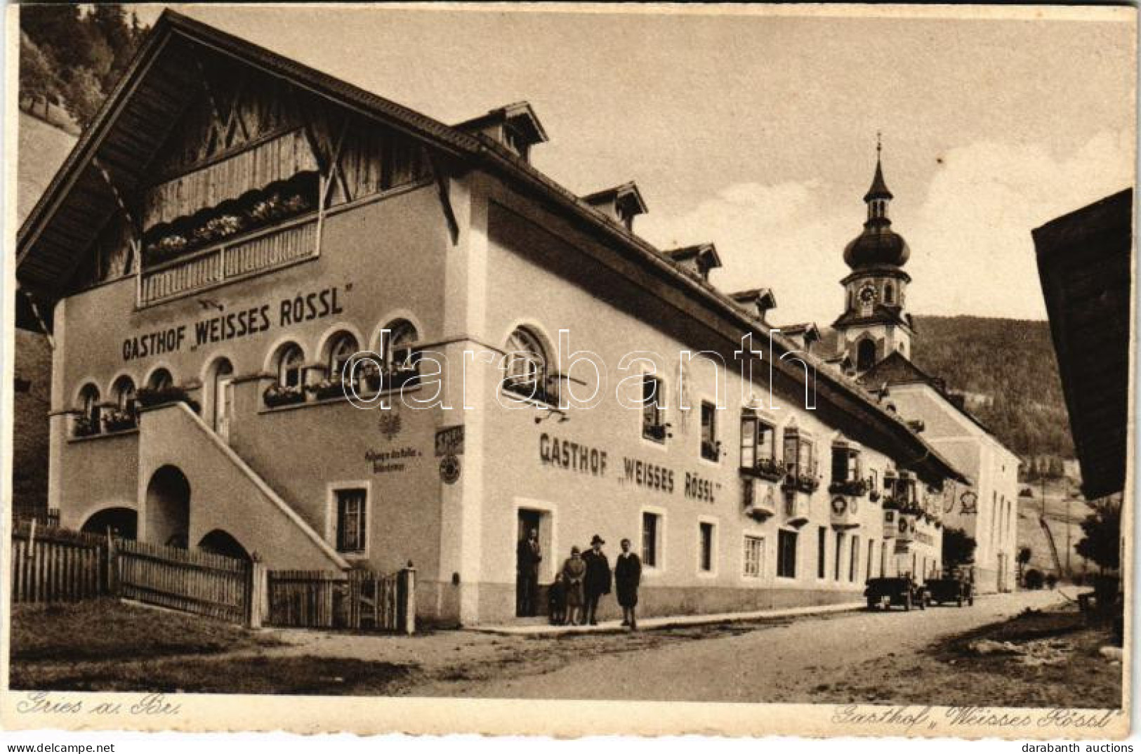 * T3 1929 Gries Am Brenner (Tirol), Gasthof "Weisses Rőssl" / Hotel, Automobiles (Rb) - Ohne Zuordnung